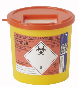 Sharps Bin Orange Lid 2.5L